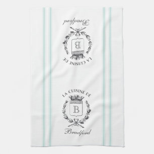  stijl Franse Verkopersaangepaste naam en monogram Theedoek