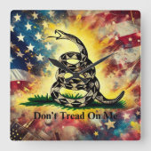stijl Gadsden Flag Art Vierkante Klok (Voorkant)
