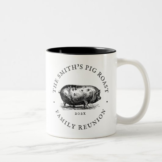 stijl | Gebeurtenis rond varkensroast | Gezinsher Tweekleurige Koffiemok (Rechts)