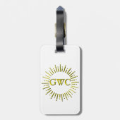  Stijl Gele Zon Burst Aangepaste Monogram Bagagelabel (Achterkant verticaal)