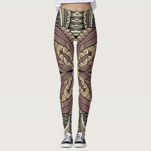  stijl geometrisch boho-patroon leggings (Voorkant)