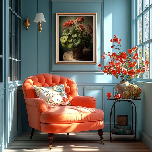 stijl Geranium Art - Downloadbaar Poster