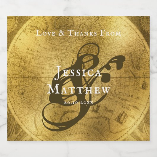 stijl Golden Wedding Sparkling Wijnetiket (Enkel label)