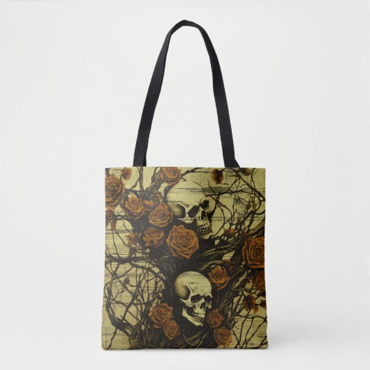 stijl Gotische schedels en rozen canvas tas (Voorkant)