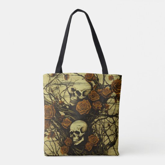 stijl Gotische schedels en rozen canvas tas (Achterkant)