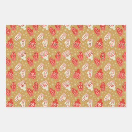  stijl gouden kerst petten & wanten inpakpapier vel