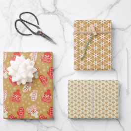  stijl gouden kerst petten & wanten inpakpapier vel