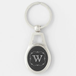 Stijl Grijs en Wit Monogram Sleutelhanger