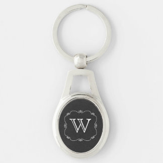  Stijl Grijs en Wit Monogram Sleutelhanger