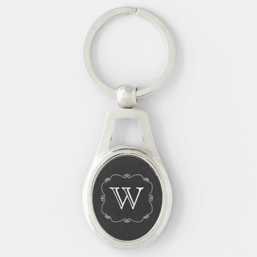  Stijl Grijs en Wit Monogram Sleutelhanger (Voorkant)