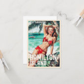  stijl Hamilton Island Travel Kaart (Voorkant / Achterkant in situ)