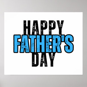 -stijl Happy Vaderdag Sign, Blauw Poster