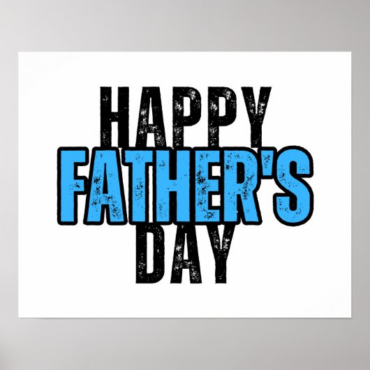 -stijl Happy Vaderdag Sign, Blauw Poster (Voorkant)