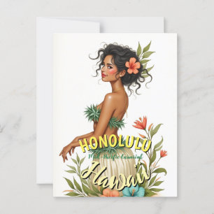  Stijl Hawaii Reizen Honolulu Hula Meisje Briefkaart