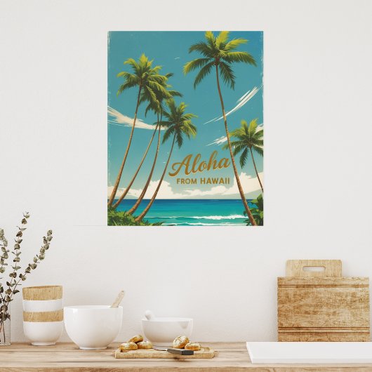 stijl Hawaiiaanse reizen Aloha van Hawaï Poster (Keuken)
