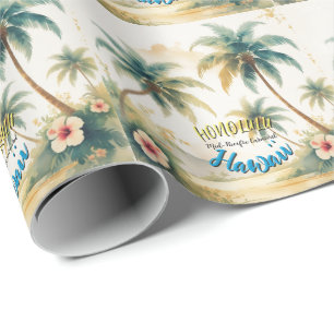  stijl Hawaiian Seascape Palms Travel Art Cadeaupapier
