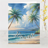  stijl Hawaiian Travel Coast Blue Zee Kaart (Gele Bloem)