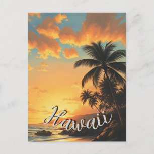  stijl Hawaiian Travel Coast Zee Sunset Feestdagenkaart
