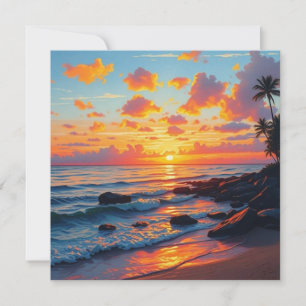  stijl Hawaiian Travel Coast Zee Sunset Feestdagenkaart