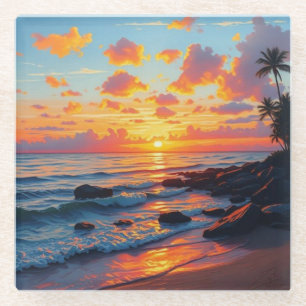  stijl Hawaiian Travel Coast Zee Sunset Glazen Onderzetter