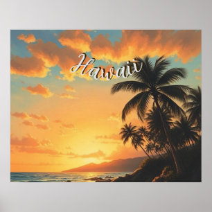  stijl Hawaiian Travel Coast Zee Sunset Poster