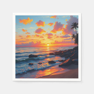 stijl Hawaiian Travel Coast Zee Sunset Servet