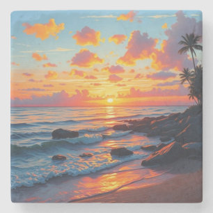 stijl Hawaiian Travel Coast Zee Sunset Stenen Onderzetter