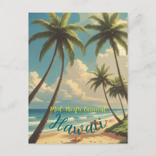  stijl Hawaiian Travel Honolulu Blue Zee Feestdagenkaart