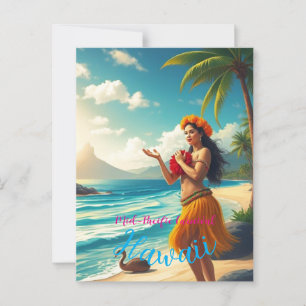  stijl Hawaiian Travel Honolulu Hula Meisje Briefkaart
