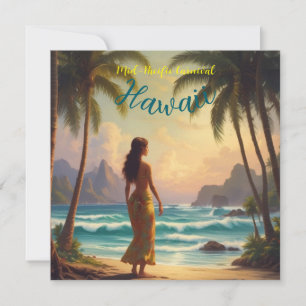 stijl Hawaiian Travel Honolulu Hula Meisje Feestdagenkaart