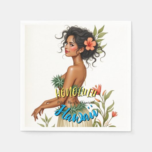  stijl Hawaiian Travel Honolulu Hula Meisje Servet (Voorkant)