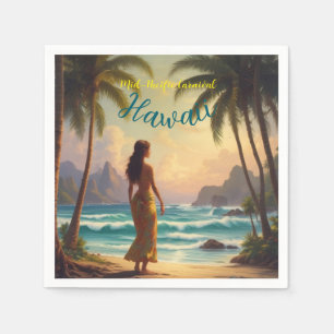 stijl Hawaiian Travel Honolulu Hula Meisje Servet