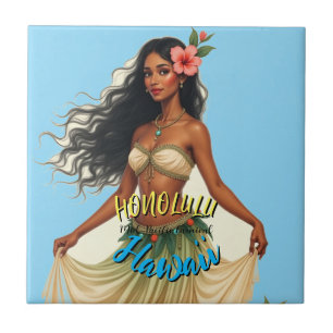 stijl Hawaiian Travel Honolulu Hula Meisje Tegeltje