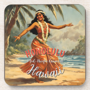 stijl Hawaiian Travel Honolulu Mid-Pacific Bier Onderzetter