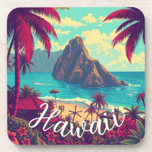 stijl Hawaiian Travel Honolulu Mid-Pacific Bier Onderzetter
