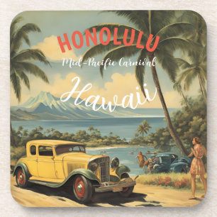  stijl Hawaiian Travel Honolulu Mid-Pacific Bier Onderzetter
