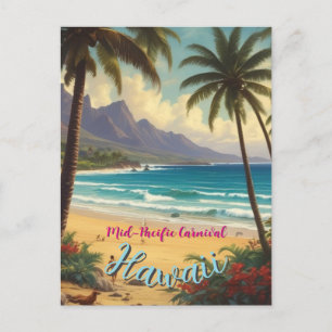  stijl Hawaiian Travel Honolulu Mid-Pacific Briefkaart