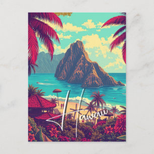  stijl Hawaiian Travel Honolulu Mid-Pacific Briefkaart