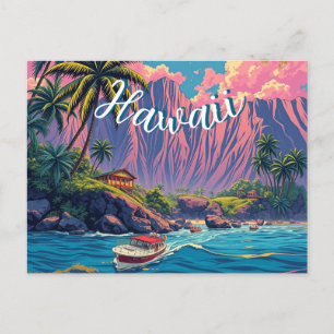 stijl Hawaiian Travel Honolulu Mid-Pacific Briefkaart