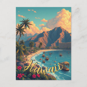 stijl Hawaiian Travel Honolulu Mid-Pacific Briefkaart