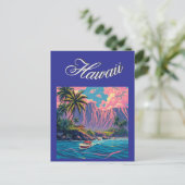 stijl Hawaiian Travel Honolulu Mid-Pacific Briefkaart (Staand voorkant)
