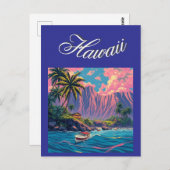 stijl Hawaiian Travel Honolulu Mid-Pacific Briefkaart (Voorkant / Achterkant)