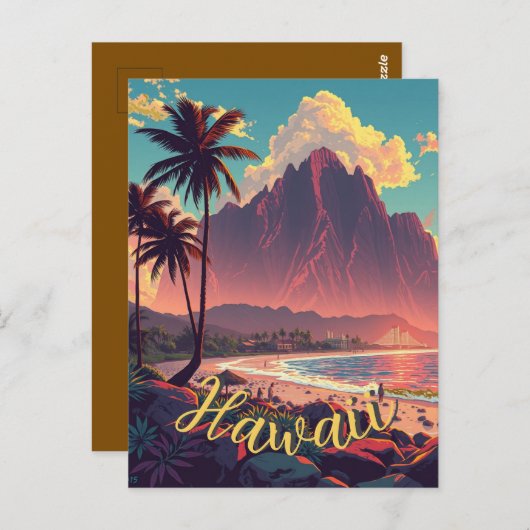 stijl Hawaiian Travel Honolulu Mid-Pacific Briefkaart (Voorkant / Achterkant)