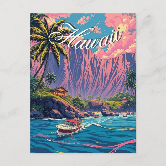 stijl Hawaiian Travel Honolulu Mid-Pacific Briefkaart (Voorkant)