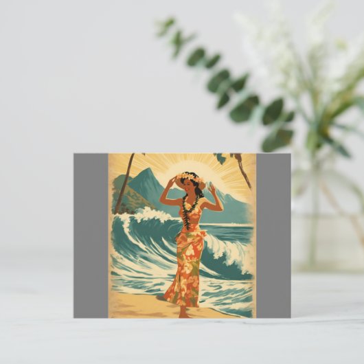 stijl Hawaiian Travel Honolulu Mid-Pacific Briefkaart (Staand voorkant)