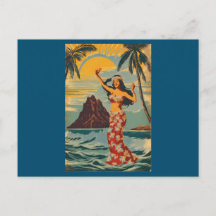 stijl Hawaiian Travel Honolulu Mid-Pacific Briefkaart