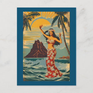 stijl Hawaiian Travel Honolulu Mid-Pacific Briefkaart