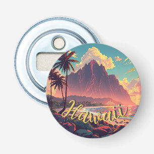 stijl Hawaiian Travel Honolulu Mid-Pacific Button Flesopener