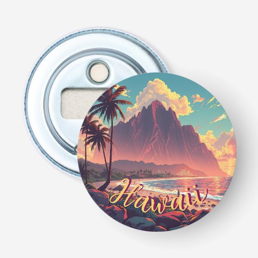 stijl Hawaiian Travel Honolulu Mid-Pacific Button Flesopener (Voorkant)