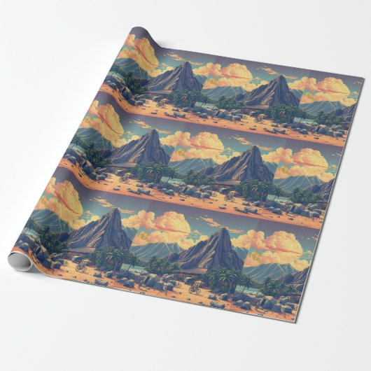  stijl Hawaiian Travel Honolulu Mid-Pacific Cadeaupapier (Uitgerold)
